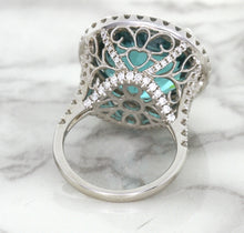 Load image into Gallery viewer, 20.05ct Round Tourmaline Ring with Diamond Halo in 18K White Gold