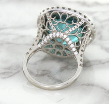 Load image into Gallery viewer, 20.05ct Round Tourmaline Ring with Diamond Halo in 18K White Gold