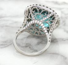 Load image into Gallery viewer, 20.05ct Round Tourmaline Ring with Diamond Halo in 18K White Gold