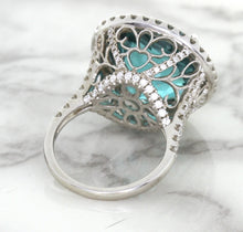 Load image into Gallery viewer, 20.05ct Round Tourmaline Ring with Diamond Halo in 18K White Gold