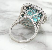 Load image into Gallery viewer, 20.05ct Round Tourmaline Ring with Diamond Halo in 18K White Gold