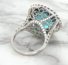 Load image into Gallery viewer, 20.05ct Round Tourmaline Ring with Diamond Halo in 18K White Gold