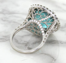 Load image into Gallery viewer, 20.05ct Round Tourmaline Ring with Diamond Halo in 18K White Gold