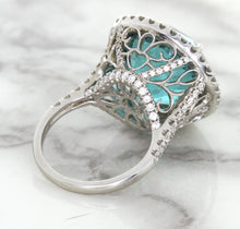 Load image into Gallery viewer, 20.05ct Round Tourmaline Ring with Diamond Halo in 18K White Gold