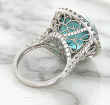 Load image into Gallery viewer, 20.05ct Round Tourmaline Ring with Diamond Halo in 18K White Gold