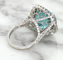 Load image into Gallery viewer, 20.05ct Round Tourmaline Ring with Diamond Halo in 18K White Gold