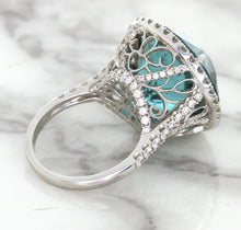 Load image into Gallery viewer, 20.05ct Round Tourmaline Ring with Diamond Halo in 18K White Gold