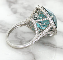 Load image into Gallery viewer, 20.05ct Round Tourmaline Ring with Diamond Halo in 18K White Gold