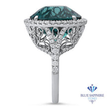 Load image into Gallery viewer, 20.07ct Round Tourmaline Ring with Diamond Halo in 18K White Gold