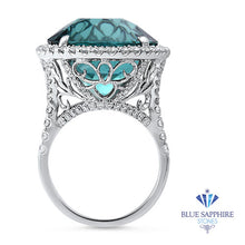 Load image into Gallery viewer, 20.07ct Round Tourmaline Ring with Diamond Halo in 18K White Gold