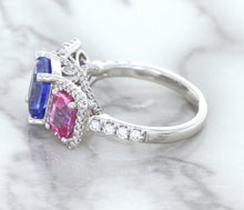 Load image into Gallery viewer, Multicolor Sapphire Ring with Diamond Halo in 18K White Gold