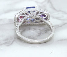 Load image into Gallery viewer, Multicolor Sapphire Ring with Diamond Halo in 18K White Gold
