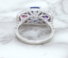 Load image into Gallery viewer, Multicolor Sapphire Ring with Diamond Halo in 18K White Gold