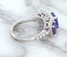 Load image into Gallery viewer, Multicolor Sapphire Ring with Diamond Halo in 18K White Gold