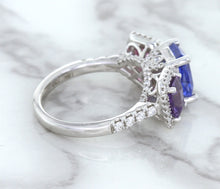 Load image into Gallery viewer, Multicolor Sapphire Ring with Diamond Halo in 18K White Gold