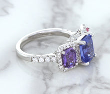 Load image into Gallery viewer, Multicolor Sapphire Ring with Diamond Halo in 18K White Gold