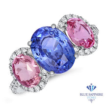 Load image into Gallery viewer, Multicolor Sapphire Ring with Diamond Halo in 18K White Gold