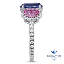 Load image into Gallery viewer, Multicolor Sapphire Ring with Diamond Halo in 18K White Gold