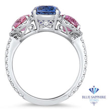Load image into Gallery viewer, Multicolor Sapphire Ring with Diamond Halo in 18K White Gold