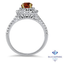 Load image into Gallery viewer, 1.49ct Oval Ruby Ring with Double Diamond Halo in 18K White Gold