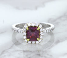 Load image into Gallery viewer, 1.60ct Cushion Pink Sapphire Ring with Diamond Halo in 18K White Gold