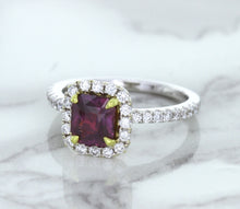 Load image into Gallery viewer, 1.60ct Cushion Pink Sapphire Ring with Diamond Halo in 18K White Gold