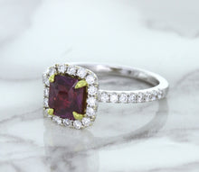 Load image into Gallery viewer, 1.60ct Cushion Pink Sapphire Ring with Diamond Halo in 18K White Gold