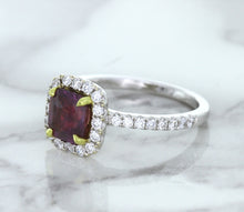 Load image into Gallery viewer, 1.60ct Cushion Pink Sapphire Ring with Diamond Halo in 18K White Gold