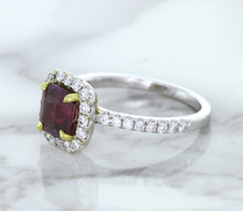 Load image into Gallery viewer, 1.60ct Cushion Pink Sapphire Ring with Diamond Halo in 18K White Gold