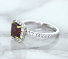 Load image into Gallery viewer, 1.60ct Cushion Pink Sapphire Ring with Diamond Halo in 18K White Gold