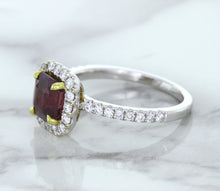 Load image into Gallery viewer, 1.60ct Cushion Pink Sapphire Ring with Diamond Halo in 18K White Gold