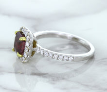Load image into Gallery viewer, 1.60ct Cushion Pink Sapphire Ring with Diamond Halo in 18K White Gold