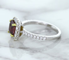 Load image into Gallery viewer, 1.60ct Cushion Pink Sapphire Ring with Diamond Halo in 18K White Gold