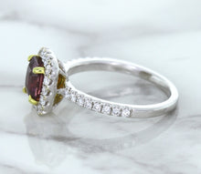 Load image into Gallery viewer, 1.60ct Cushion Pink Sapphire Ring with Diamond Halo in 18K White Gold