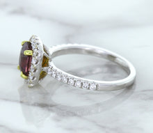 Load image into Gallery viewer, 1.60ct Cushion Pink Sapphire Ring with Diamond Halo in 18K White Gold