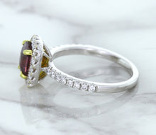 Load image into Gallery viewer, 1.60ct Cushion Pink Sapphire Ring with Diamond Halo in 18K White Gold