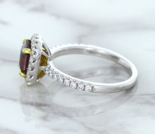 Load image into Gallery viewer, 1.60ct Cushion Pink Sapphire Ring with Diamond Halo in 18K White Gold