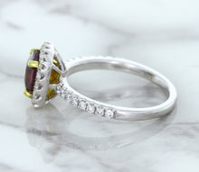 Load image into Gallery viewer, 1.60ct Cushion Pink Sapphire Ring with Diamond Halo in 18K White Gold