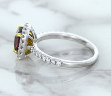 Load image into Gallery viewer, 1.60ct Cushion Pink Sapphire Ring with Diamond Halo in 18K White Gold