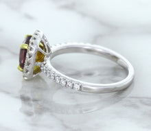 Load image into Gallery viewer, 1.60ct Cushion Pink Sapphire Ring with Diamond Halo in 18K White Gold