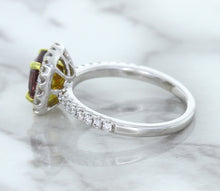 Load image into Gallery viewer, 1.60ct Cushion Pink Sapphire Ring with Diamond Halo in 18K White Gold