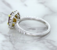 Load image into Gallery viewer, 1.60ct Cushion Pink Sapphire Ring with Diamond Halo in 18K White Gold