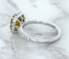 Load image into Gallery viewer, 1.60ct Cushion Pink Sapphire Ring with Diamond Halo in 18K White Gold