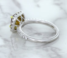 Load image into Gallery viewer, 1.60ct Cushion Pink Sapphire Ring with Diamond Halo in 18K White Gold