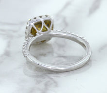 Load image into Gallery viewer, 1.60ct Cushion Pink Sapphire Ring with Diamond Halo in 18K White Gold