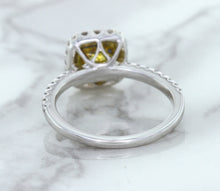 Load image into Gallery viewer, 1.60ct Cushion Pink Sapphire Ring with Diamond Halo in 18K White Gold