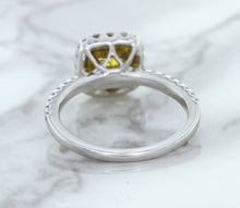 Load image into Gallery viewer, 1.60ct Cushion Pink Sapphire Ring with Diamond Halo in 18K White Gold