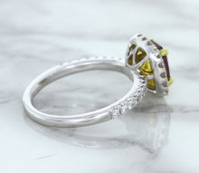 Load image into Gallery viewer, 1.60ct Cushion Pink Sapphire Ring with Diamond Halo in 18K White Gold