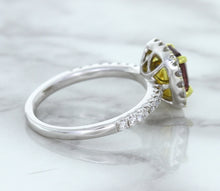 Load image into Gallery viewer, 1.60ct Cushion Pink Sapphire Ring with Diamond Halo in 18K White Gold