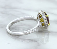 Load image into Gallery viewer, 1.60ct Cushion Pink Sapphire Ring with Diamond Halo in 18K White Gold